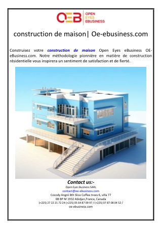 construction de maison| Oe-ebusiness.com