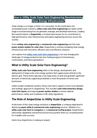 How Is Utility Scale Solar Farm Engineering Revolutionizing Clean Energy Infrastructure_