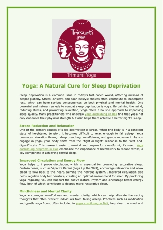 Yoga: A Natural Cure for Sleep Deprivation