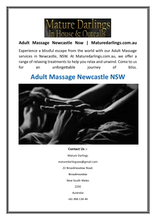 Adult Massage Newcastle Nsw  Maturedarlings.com.au