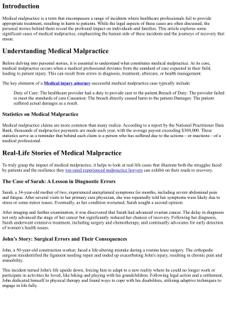 The Human Side of Medical Malpractice: Stories of Impact and Recovery