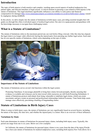 Understanding the Statute of Limitations in Birth Injury Cases