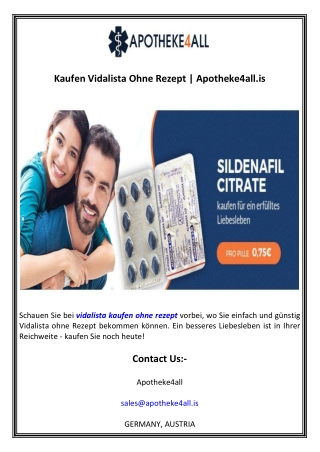 Kaufen Vidalista Ohne Rezept  Apotheke4all.is