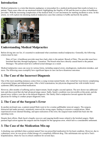 10 Shocking Medical Malpractice Cases You Won't Believe