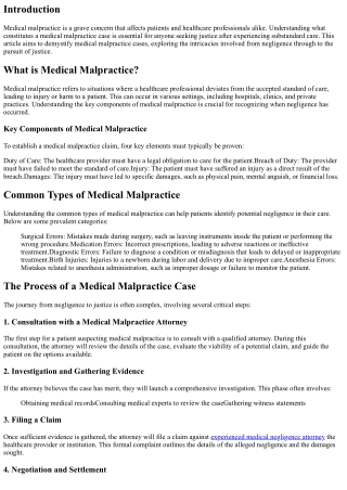 From Negligence to Justice: Medical Malpractice Cases Demystified