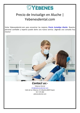 Precio de Invisalign en Aluche | Yebenesdental.com