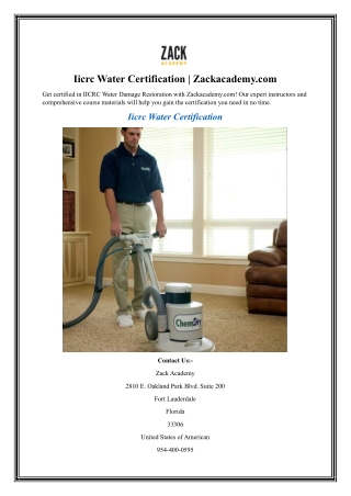 Iicrc Water Certification Zackacademy.com