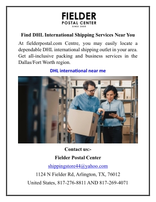 Find DHL International Shipping Services Near You
