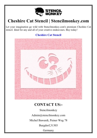 Cheshire Cat Stencil Stencilmonkey.com