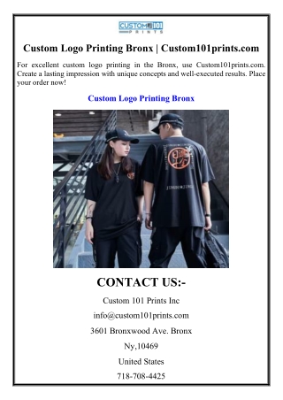 Custom Logo Printing Bronx | Custom101prints.com
