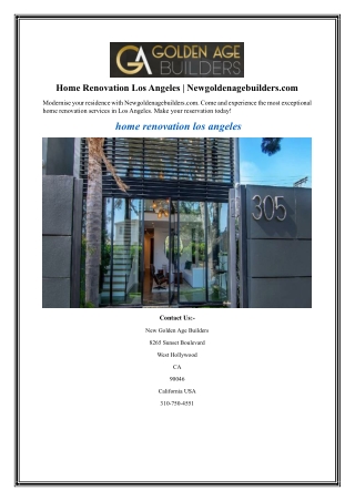 Home Renovation Los Angeles  Newgoldenagebuilders.com