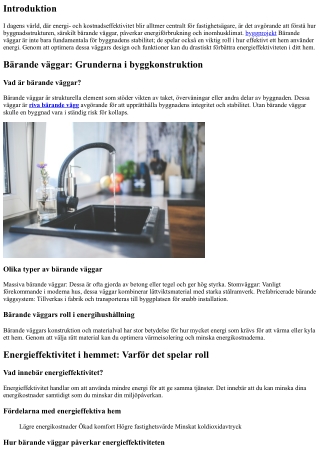Bärande väggar och energieffektivitet: Optimera ditt hem