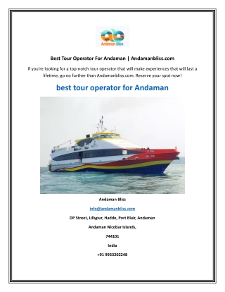 Best Tour Operator For Andaman Andamanbliss.com