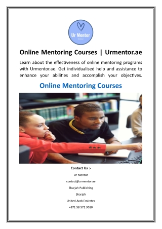 Online Mentoring Courses  Urmentor.ae