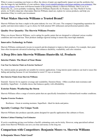 Sherwin Williams Huntsville AL Products: Are They Worth It?