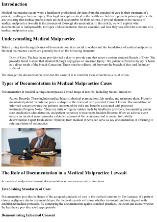 The Importance of Documentation in Medical Malpractice Lawsuits