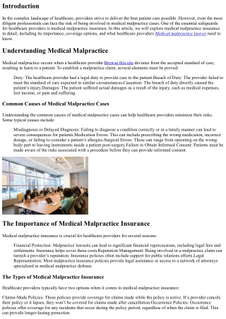 Medical Malpractice Insurance: What Healthcare Providers Need to Know