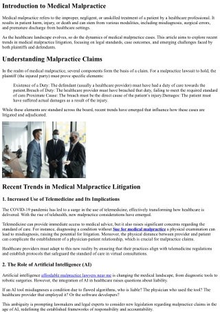 Exploring Recent Trends in Medical Malpractice Litigation