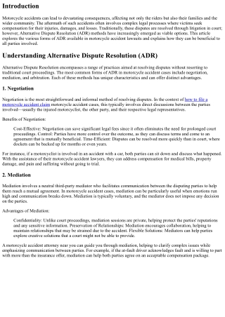 Exploring Alternative Dispute Resolution in Motorcycle Accident Lawsuits