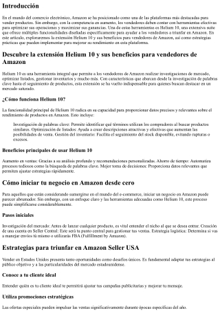 Descubre la extensión Helium 10 y sus beneficios para vendedores de Amazon