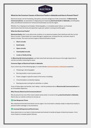 What Are the Common Causes of Electrical Faults in Adelaide and How to Prevent Them