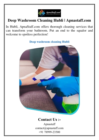 Deep Washroom Cleaning Hubli | Apnastaff.com