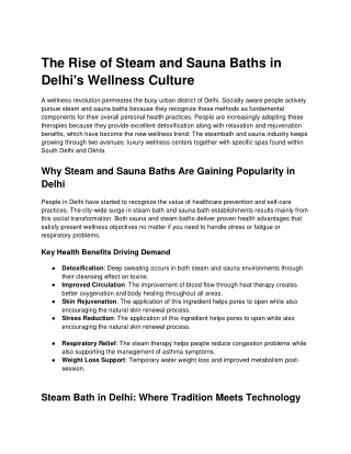 The Rise of Steam and Sauna Baths in Delhi's Wellness Culture
