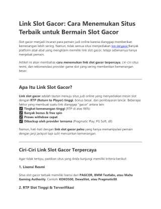 Link Slot Gacor