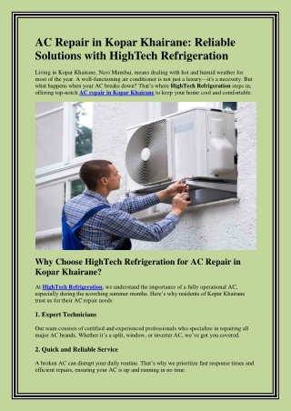 AC Repair in Kopar Khairane