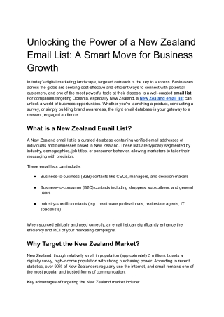 Unlocking the Power of a New Zealand Email List: A Smart Move for Business Growt