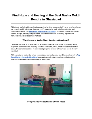 Best Nasha Mukti Kendra in Ghaziabad