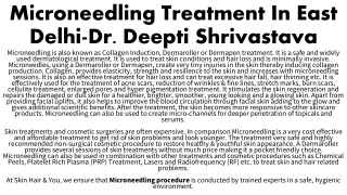 Microneedling Treatment In East Delhi-Dr Deepti Shrivastava