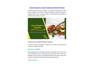 Almond Originality - A Guide to Selecting a Reliable Wholesaler