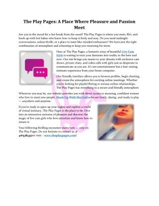The Play Pages: A Place Where Pleasure and Passion Meet