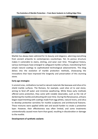 The Evolution Of Marble Protection – From Basic Sealants To Cutting-Edge Films