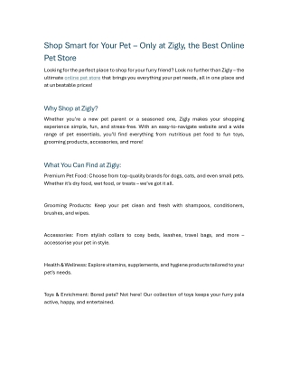 shop smart for your pet only at zigly the best