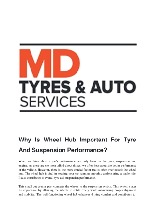 why is wheel hub important for tyre