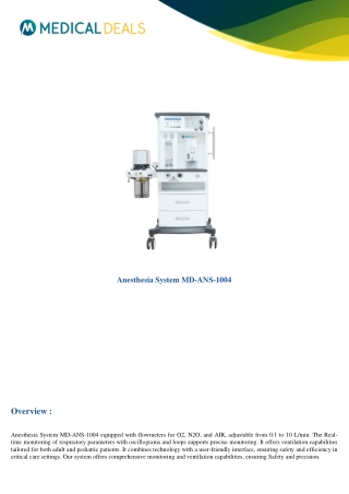 anesthesia system md ans 1004