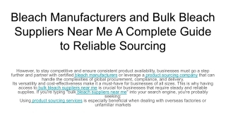 Bleach Manufacturers and Bulk Bleach Suppliers Near Me A Complete Guide to Reliable Sourcing