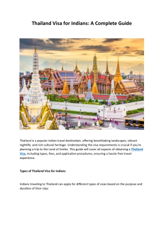 Thailand Visa for Indians: A Complete Guide