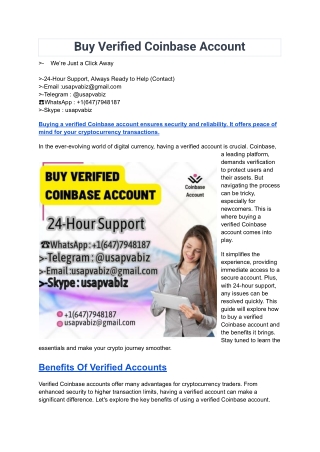 Buy Verified Coinbase Account – Fast & Secure Verification(New or old)  in 2025