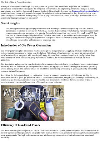 The Duty of Gas in Power Generation