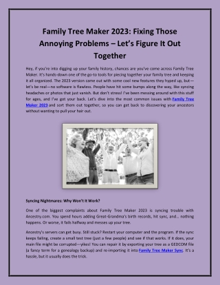 Family Tree Maker 2023: Fixing Those Annoying Problems – Let’s Figure It Out Tog