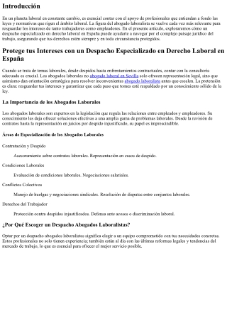 Resguarda tus Intereses con un Despacho Especializado en Derecho Laboral en Espa