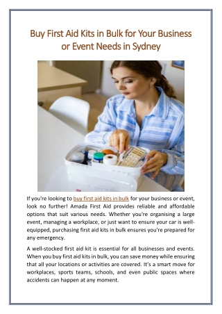 Buy First Aid Kits in Bulk for Your Business or Event Needs in Sydney