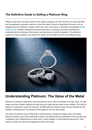 The Definitive Guide to Selling a Platinum Ring