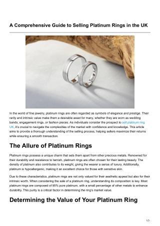 A Comprehensive Guide to Selling Platinum Rings in theUK