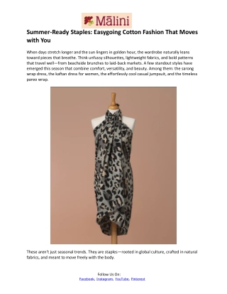 Summer-Ready Staples: Easygoing Cotton Fashion That Moves with You