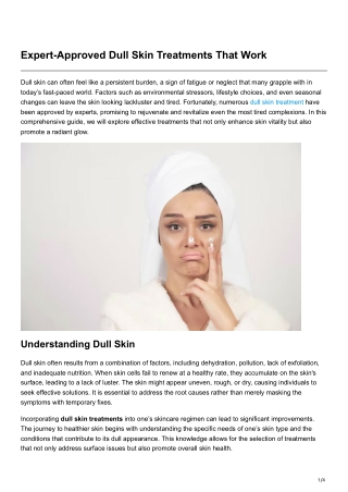 Approved Dull Skin Treatments That Work