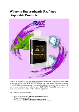 Where to Buy Authentic Raz Vape Disposable Products